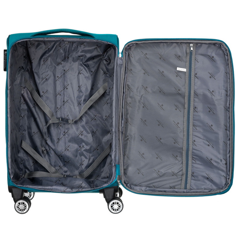 Duża walizka z praktycznej tkaniny poliestrowej w turkusowo-różowym - Peterson