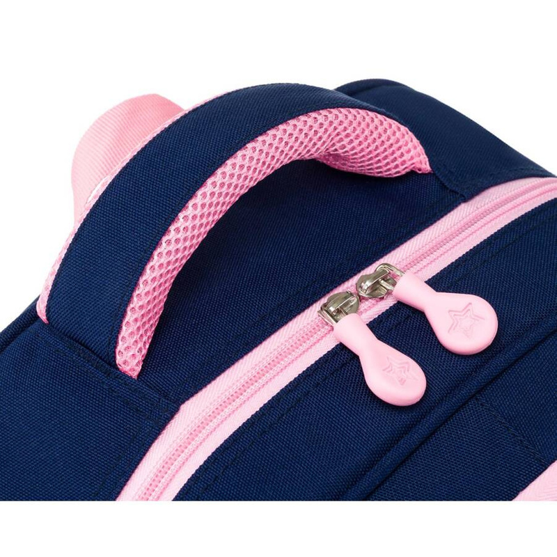 Praktyczny plecak z poliestru w kolorze granatowo-różowym na ergonomicznych szelkach - Peterson