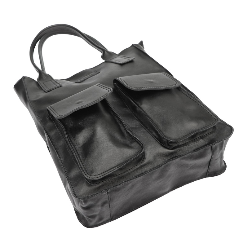 Angelo Torebka na ramię Duża damska shopperbag z kieszeniami skórzana