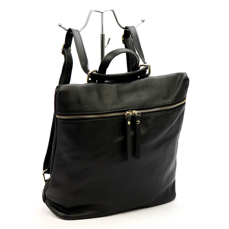 Vera Pelle Damski plecak z prawdziwej skóry duży z kieszeniami miejski