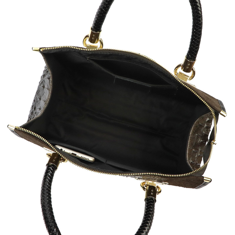 Vera Pelle Damski kuferek wzór skóra krokodyla torebka skórzana do ręki