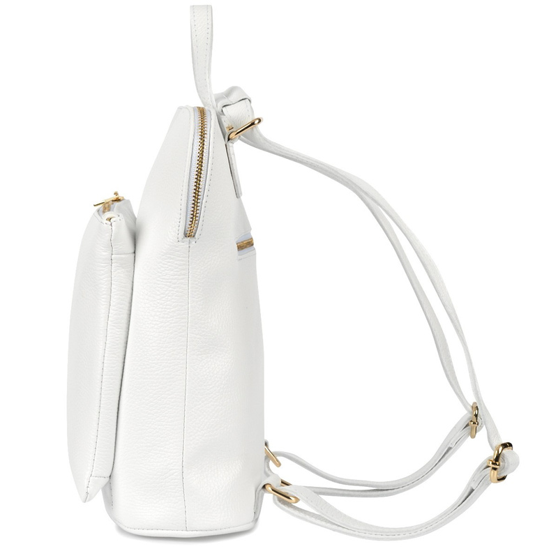 Skórzany plecak damski torba 2w1 elegancki A4 włoski pojemny biały Vera Pelle S40