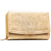 Beżowy portfel damski ze skóry ekologicznej zamykany na zatrzask i suwak - Peterson