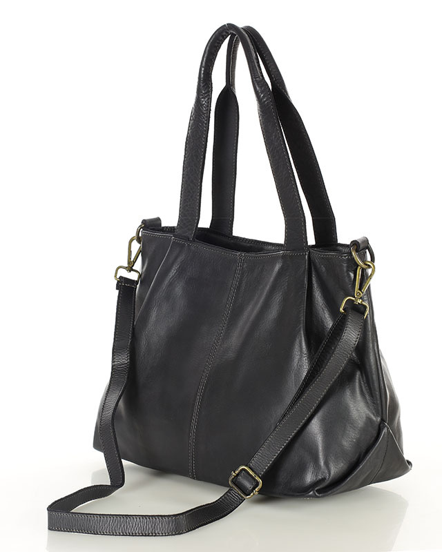 Torebka kuferek skórzana na ramię z miękkiej skóry MARCO MAZZZINI czarna