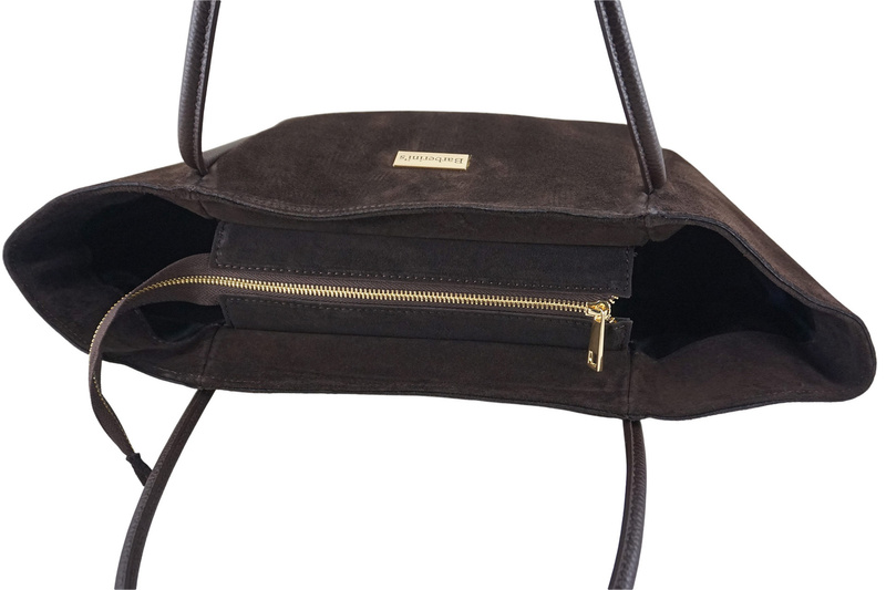 Barberinis - torebka duża zamszowa na ramię - Brązowa ciemna