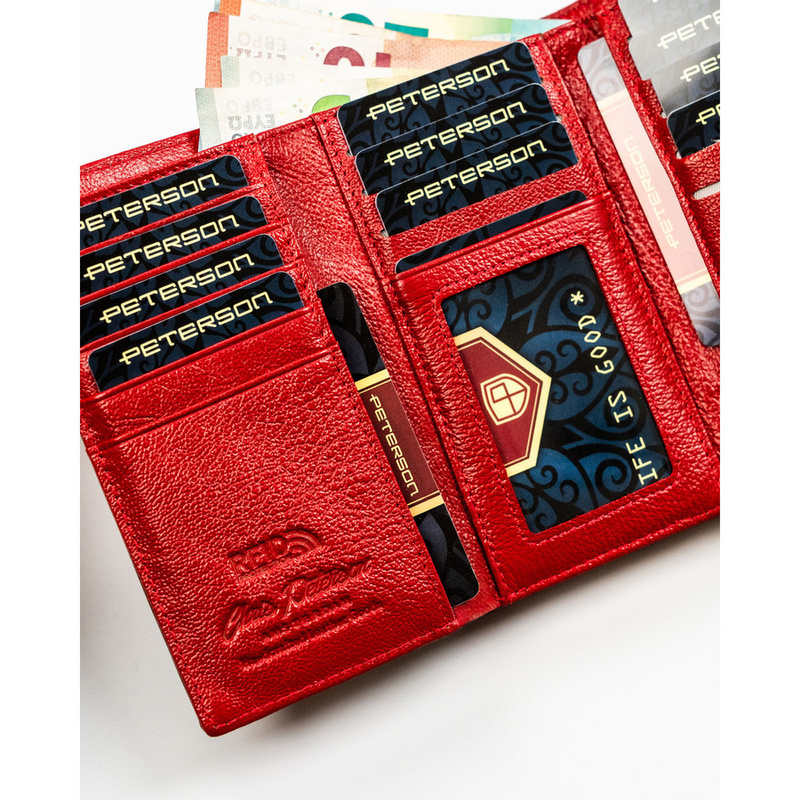 skóra naturalna + Damski portfel ze skóry ekologicznej Peterson PTN PS108-FDS