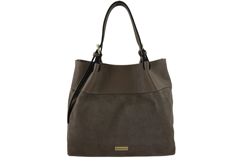 Elegancka torebka damska z naturalnego zamszu - Beżowa ciemna