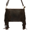Vera Pelle skórzana damska listonoszka torebka przez ramię z frędzlami