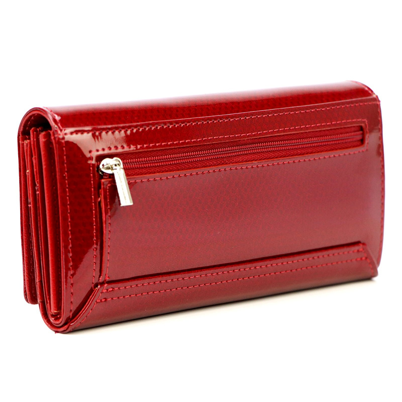 Duży Lakierowany damski portfel ze skóry Gregorio