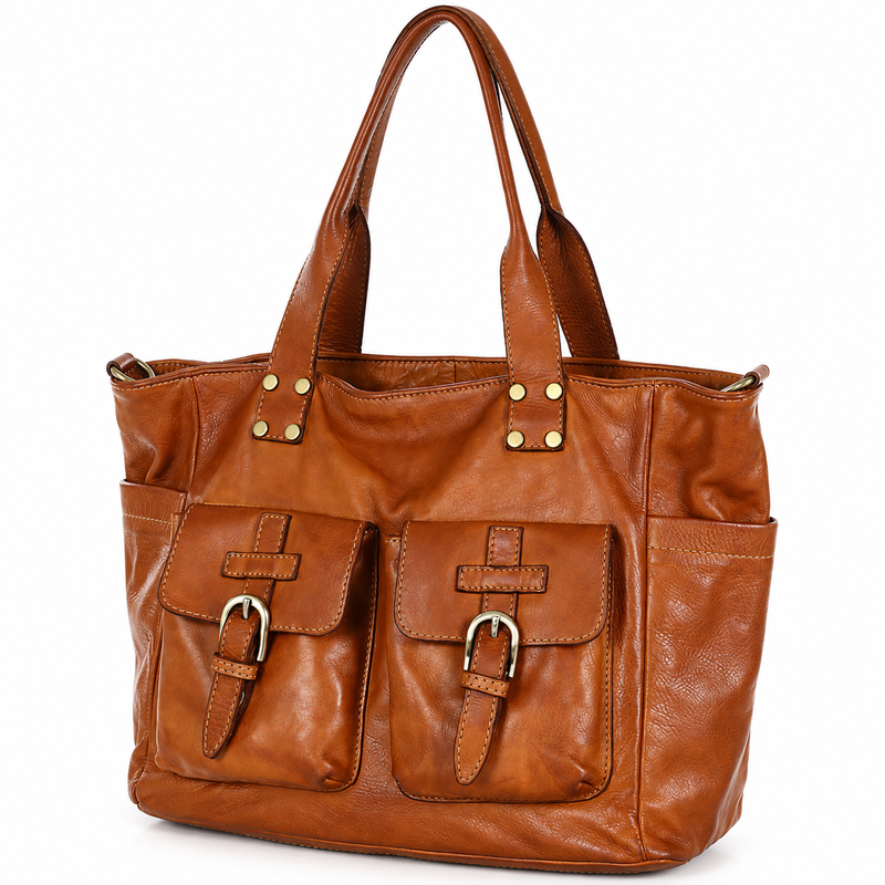 PELLE LAVATA Skórzana Torebka ShopperBag A4 Skórzana Old Look 3 Kieszenie
