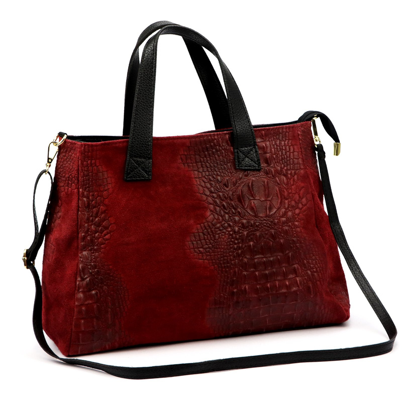 Luka duży damski kuferek skóra naturalna torebka z paskiem i kieszenią