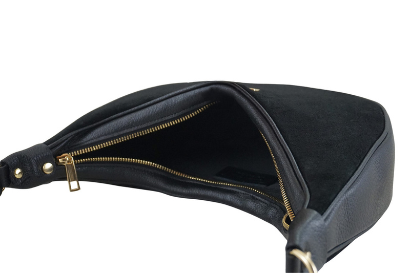 Stylowa torebka z zamszowym wykończeniem - Czarna