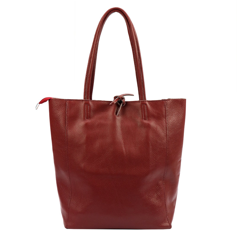 MiaMore Skórzana damska shopperbag duża torabka na ramię z kieszenią