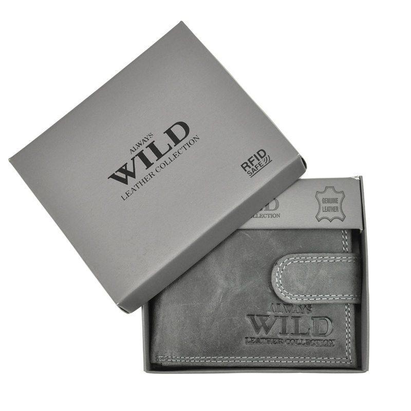 Skórzany męski portfel Wild N0035L-CHM RFID