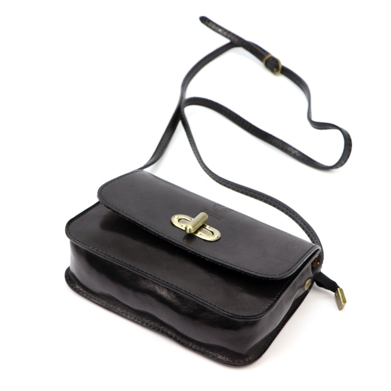 Florence Skórzana elegancka damska listonoszka torebka na ramię z klapą