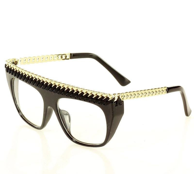 Masywne okulary zerówki MAZZINI NERD GLASSES czarne - złoto