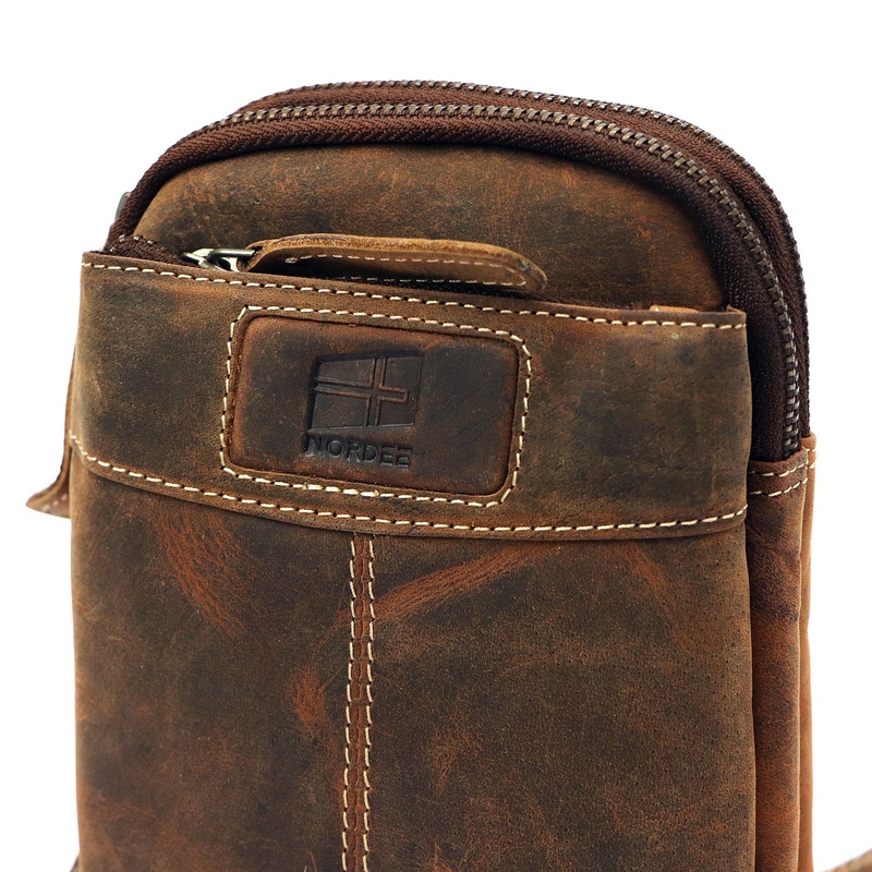 Nordee męska saszetka skóra naturalna mała torba na ramię z kieszeniami