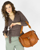 Marco Mazzini Torebka classic saddle bag ze skóry naturalnej na ramie brąz camel