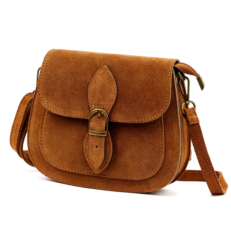 Luka Klasyczna Zamszowa damska listonoszka skórzana przez ramię z kieszenią