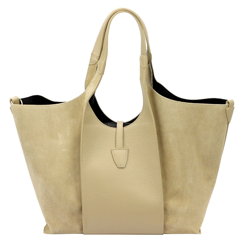 Vera Pelle damska torebka na ramię skóra naturalna shopperbag z paskiem