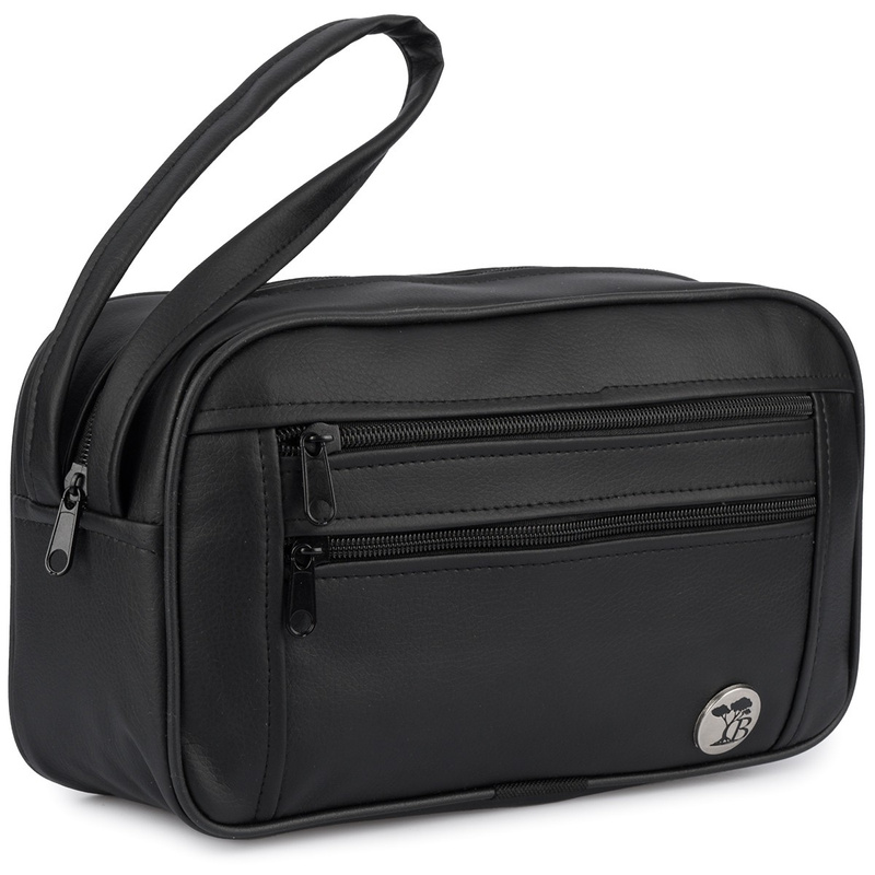 Kosmetyczna podróżna saszetka elegancka uniseks gładka czarna Beltimore R25