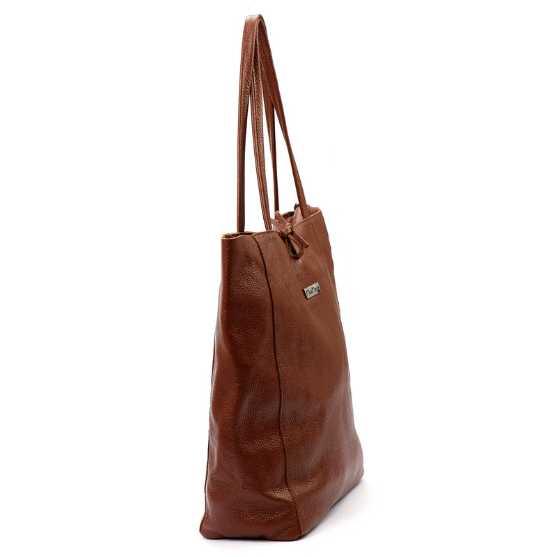MiaMore Skórzana damska shopperbag duża torabka na ramię z kieszenią
