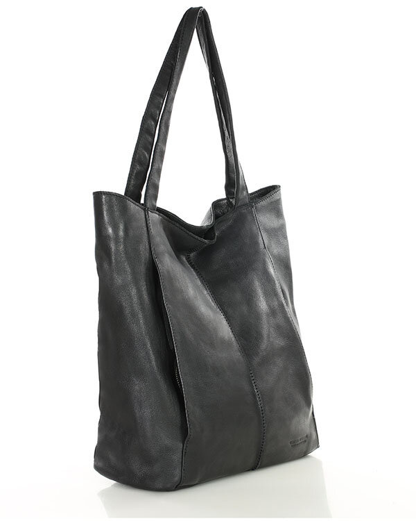 Miękka torba typu shopper skórzana na ramię - MARCO MAZZINI - czarny