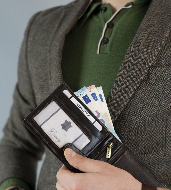 Skórzany męski portfel Rovicky N61-RVT RFID