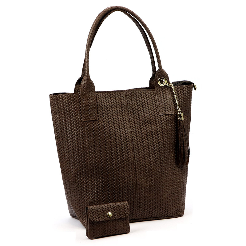 Vera Pelle damska shopperbag z dwoma etui torebka portfel skóra naturalna