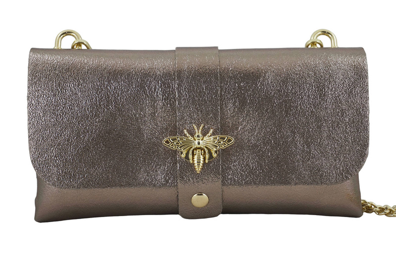 Torebka kopertówka metalizowana - Złota ciemna