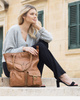 Duża torba shopper z przegródkami skóra naturalna - MARCO MAZZINI brąz camel