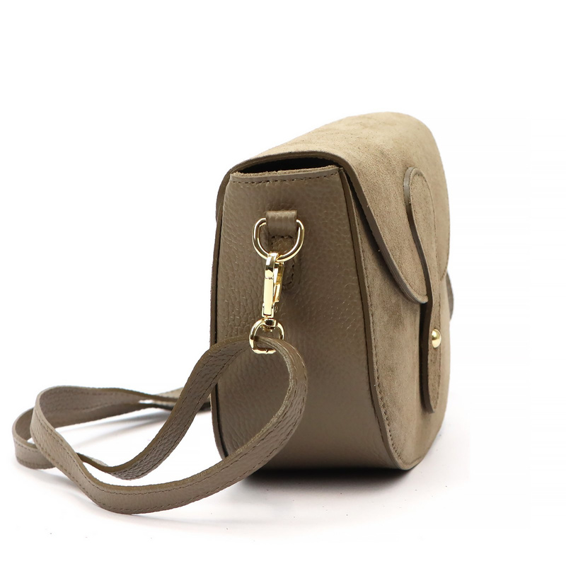 Vera Pelle damska listonoszka skóra zamszowa torebka na ramię z kieszenią