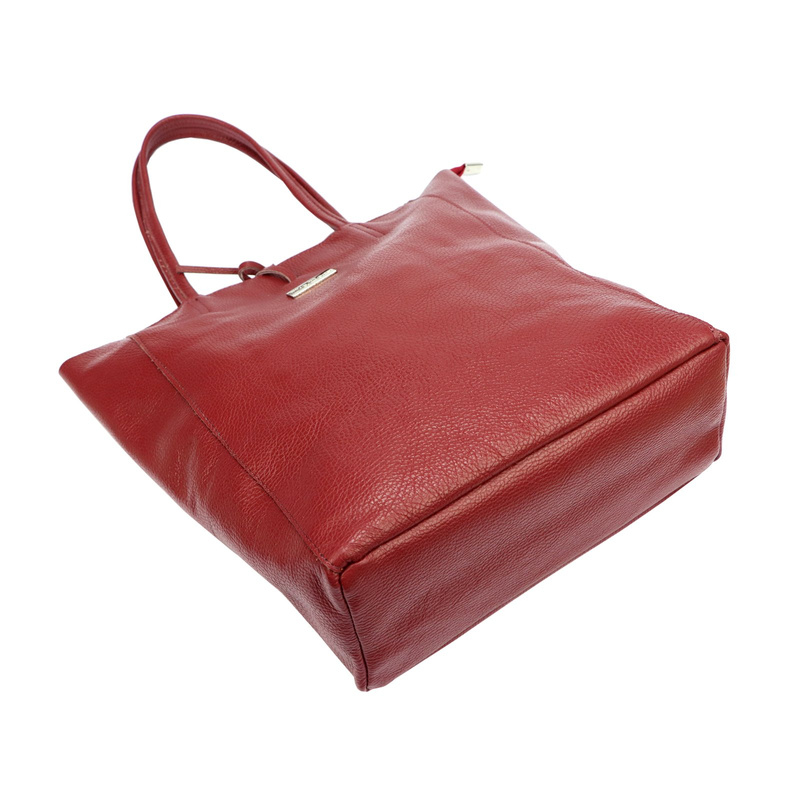 MiaMore Skórzana damska shopperbag duża torabka na ramię z kieszenią