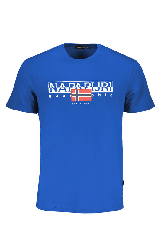 NIEBIESKI T-SHIRT MĘSKI NAPAPIJRI Z KRÓTKIM RĘKAWEM