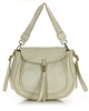 Marco Mazzini Torebka classic saddle bag ze skóry naturalnej na ramie beż taupe