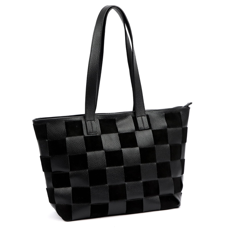 Luka Duża dwukomorowa damska shopperbag pleciony wzór torebka na ramię