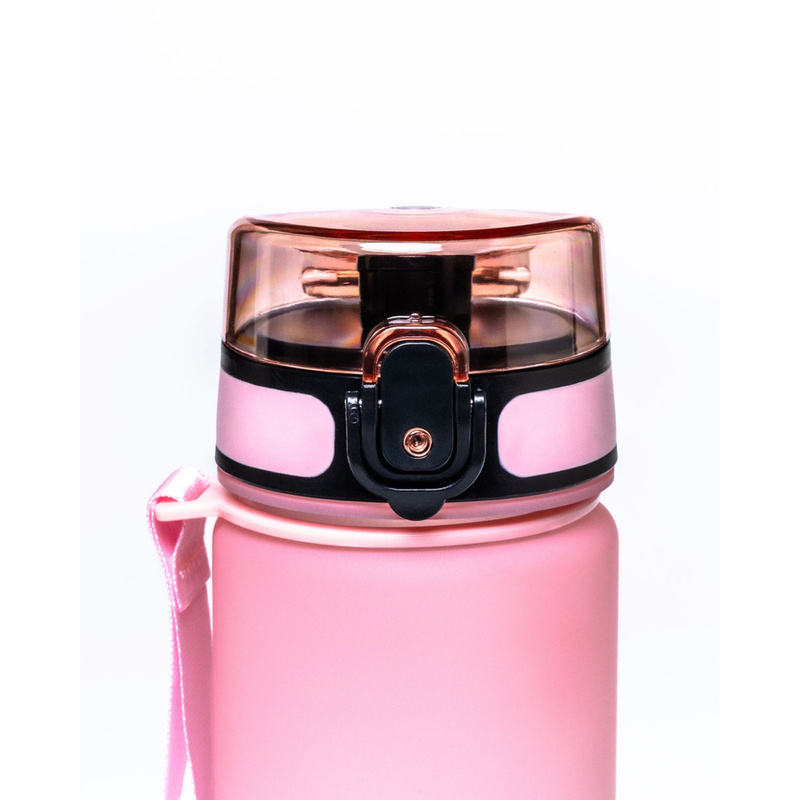 Praktyczny bidon na wodę w niebiesko-różowym kolorze wyposażony w smyczkę - Peterson