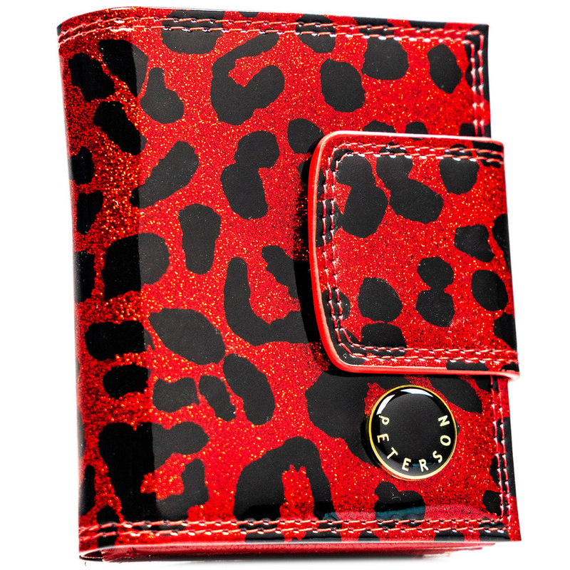 Mały portfel damski ze skóry ekologicznej i naturalnej w czerwonym kolorze - Peterson