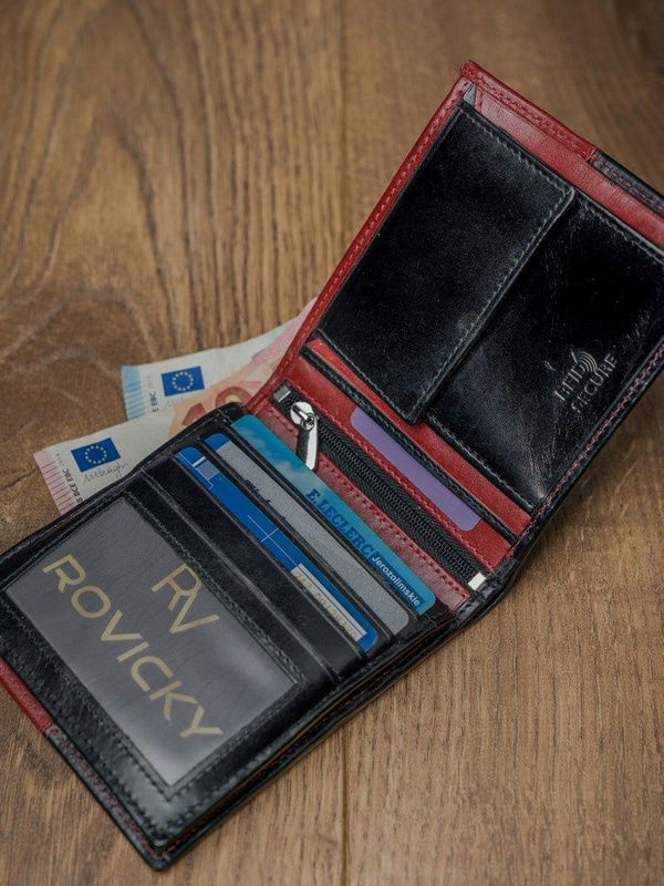Męski Kompaktowy skórzany portfel Rovicky z RFID