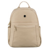 Mały plecak damski wykonany z poliestru w kolorze ecru, jednokomorowy z kieszenią zewnętrzną - Peterson