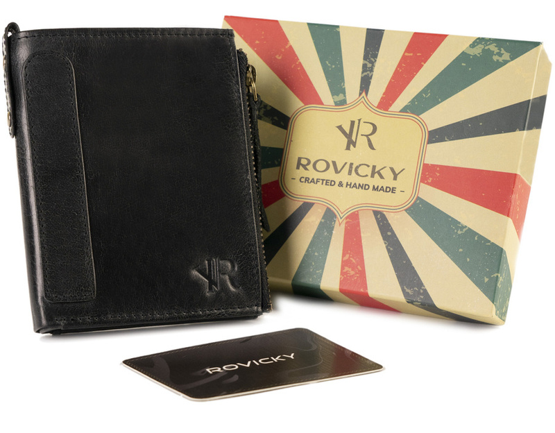 Skórzany pionowy męski retro portfel RFID Rovicky