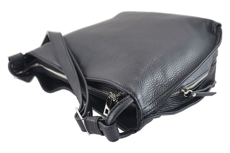 Duża torba damska skórzana na ramię - Granatowa