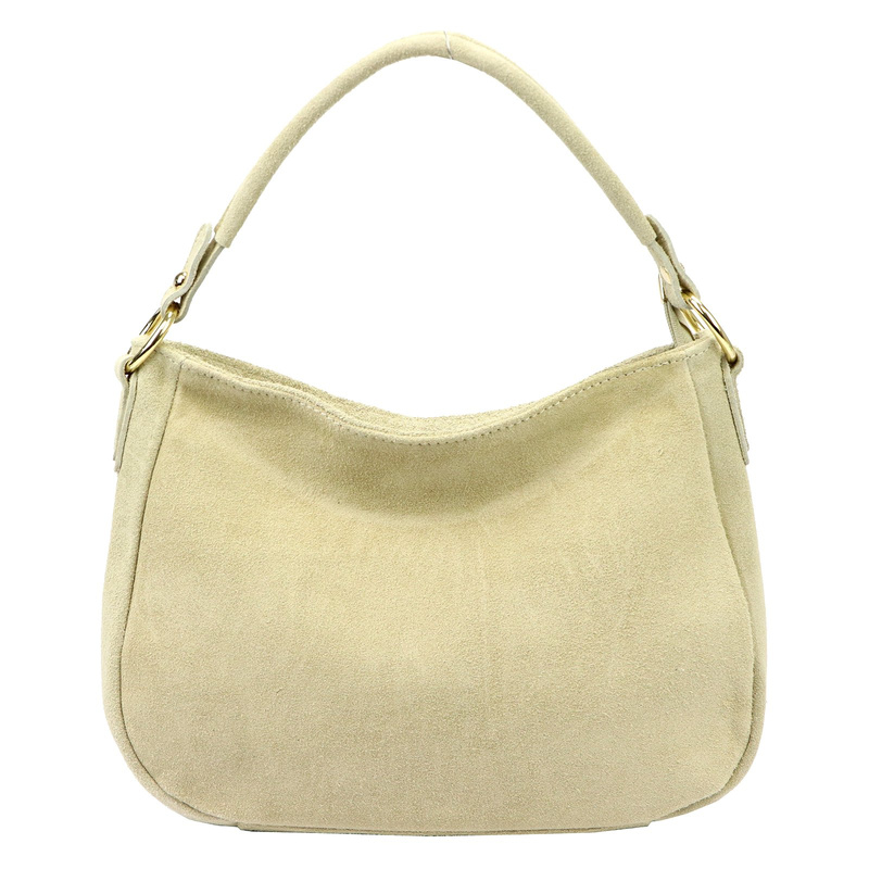 Vera Pelle Torebka Skórzana Damska Listonoszka Na Ramię Zamsz Naturalna