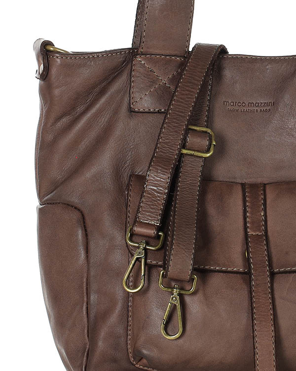 Torebka miejska skórzana w harmonii z naturą - MARCO MAZZINI czekoladowy brąz