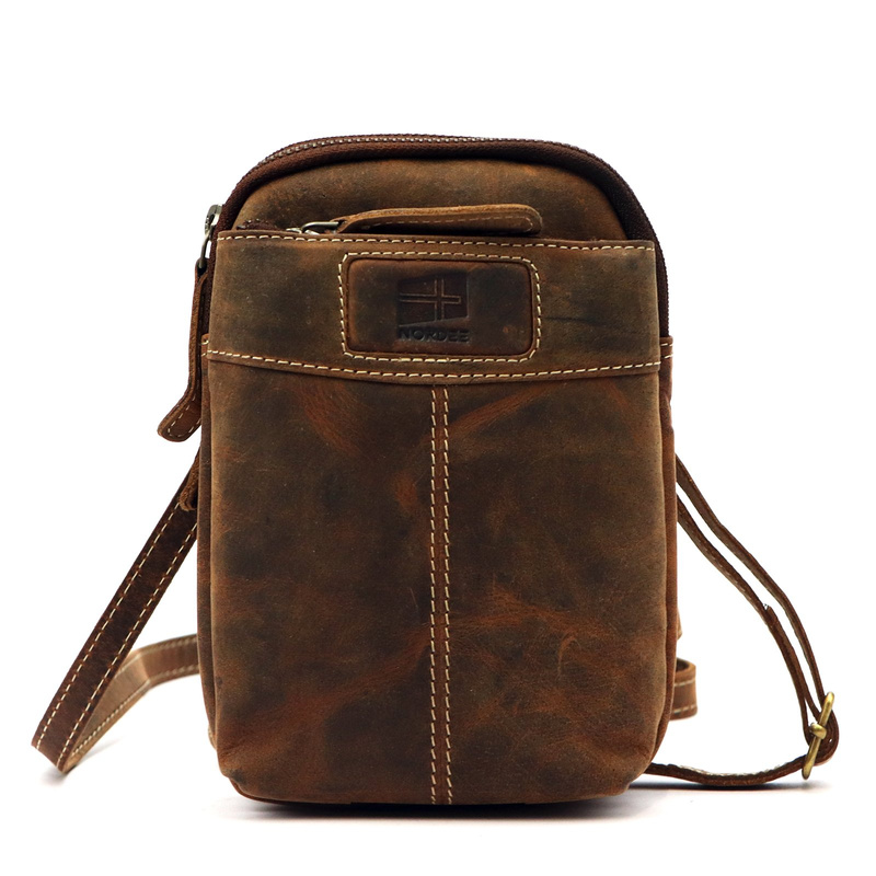 Nordee męska saszetka skóra naturalna mała torba na ramię z kieszeniami