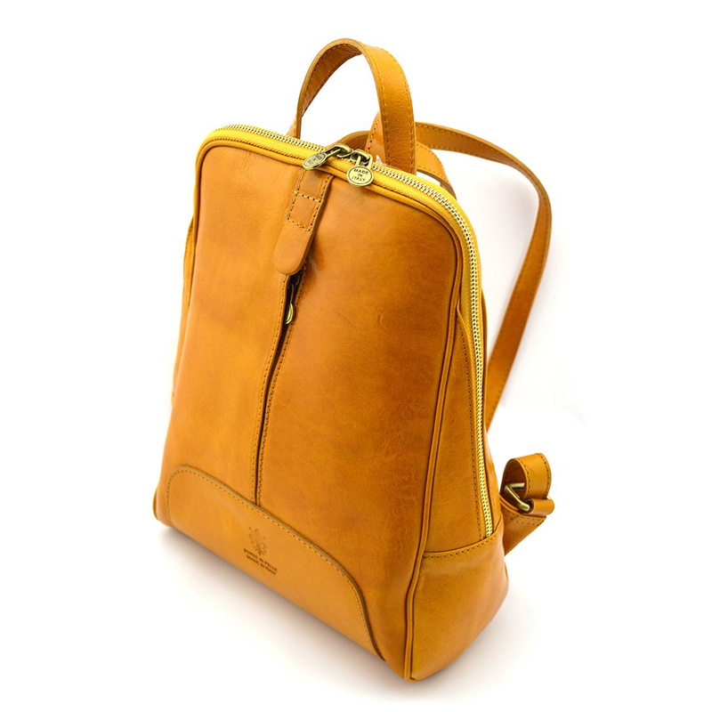 Florence Miejski Damski plecak skóra naturalna z kieszeniami na suwak