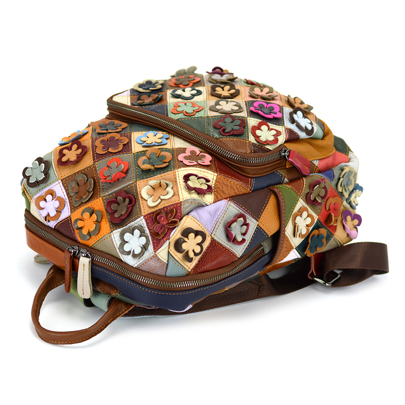 Wzorzysty damski plecak skórzany z wzorem mozaiki