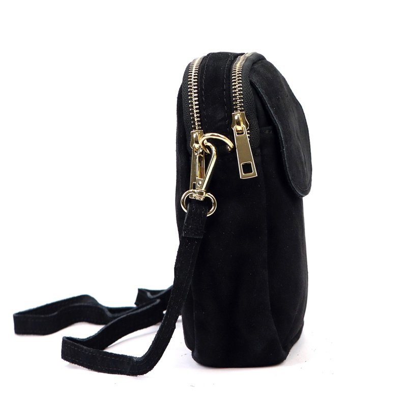 Luka Mała damska dwukomorowa listonoszka skórzana zamszowa przez ramię