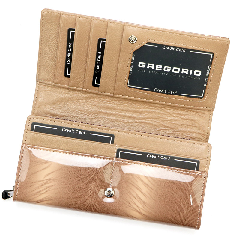 Gregorio damski portfel skóra naturalna podłużna klasyczna portmonetka