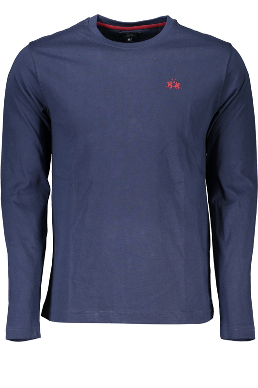 NIEBIESKI T-SHIRT MĘSKI Z DŁUGIM RĘKAWEM LA MARTINA